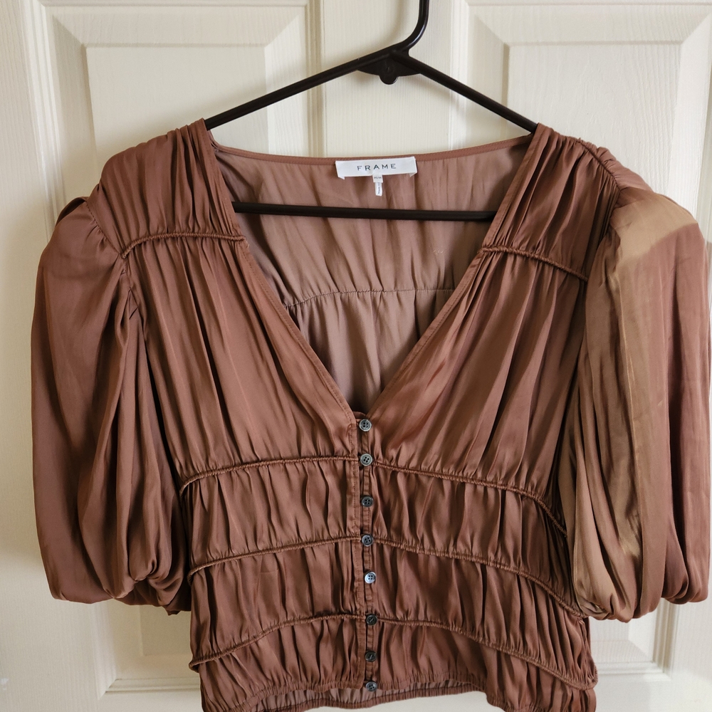 Frame Denim Women's Brown Button-Up Top